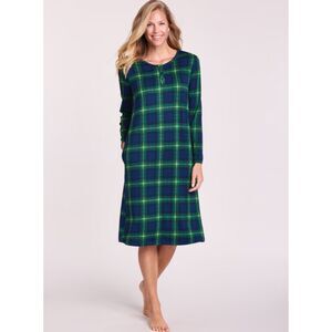 NEW Blue & Green Plaid Sz Small Soft Stretchy Roomy Pajama Lounge Night Gown